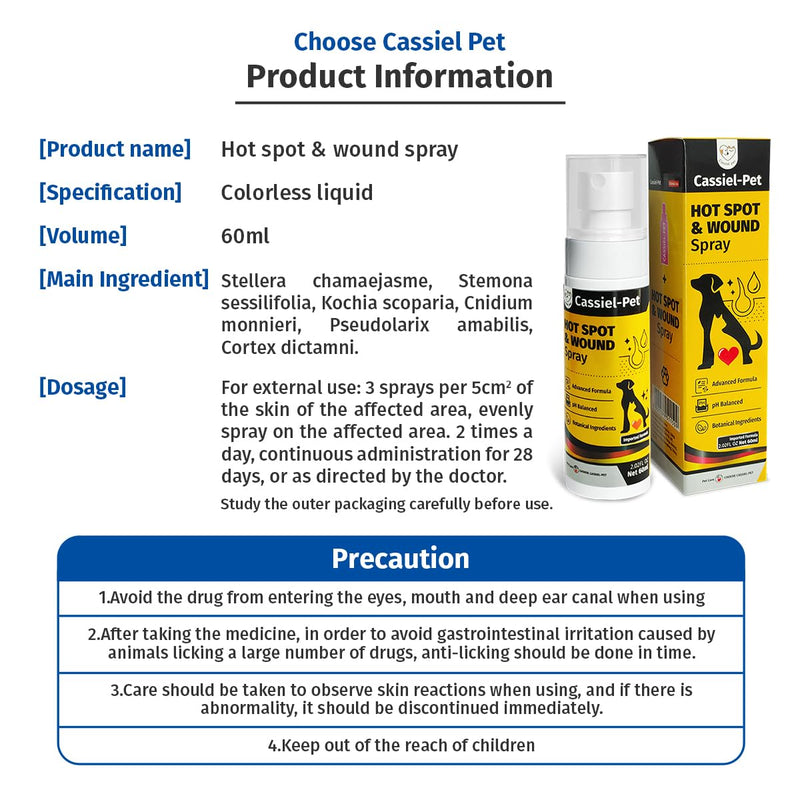 Hot Spot Spray for Dogs and Cats, Itch Relief Spray and Hot Spot Treatment for Irritated Dry Itchy Skin, Allergies, and Dermatitis for Dogs & Cats, 2.02oz 2.02 oz