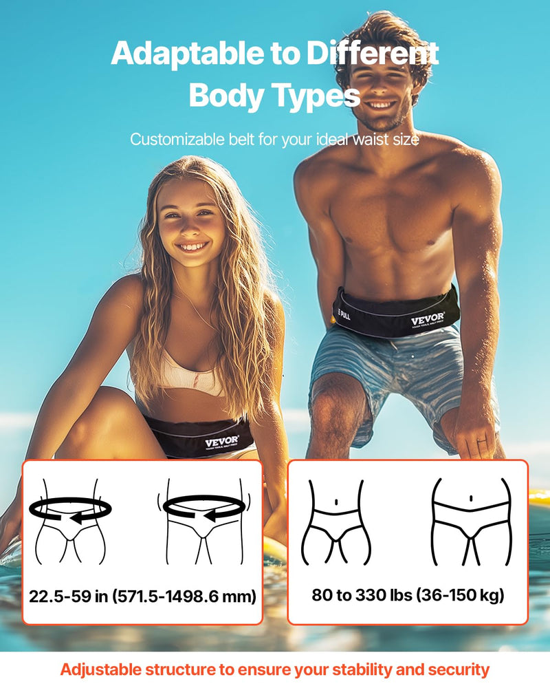 VEVOR Manual Inflatable Belt Pack for Adults, 105N Buoyancy, Over 80 Pounds and Up to 59 in Waist Adjustable, Inflatable PFD Waist for SUP Paddelboarding, Kayaking (CO2 Cylinder Not Included) Black