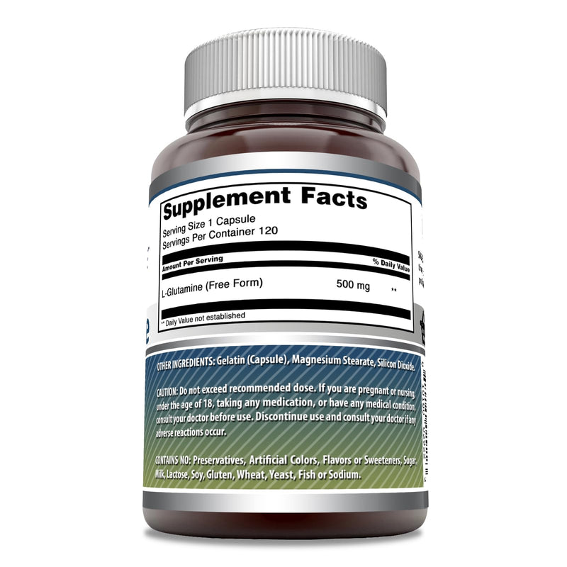Amazing Formulas L-Glutamine Amino Acid Supplement | 500 Mg | Capsules | Non-GMO | Gluten-Free | Made in USA (1 Pack | 120 Count) Unflavored 1 Count (Pack of 1) - BeesActive Australia