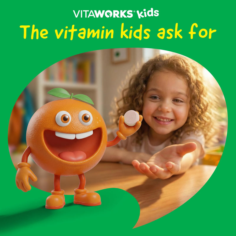 VitaWorks Kids Biotin 5000mcg Chewable Tablets | Tasty Biotin Supplement | Vegan, Non GMO | Hair Growth, Skin and Nail Heath | Hair Vitamins for Kids | 120 Chewables