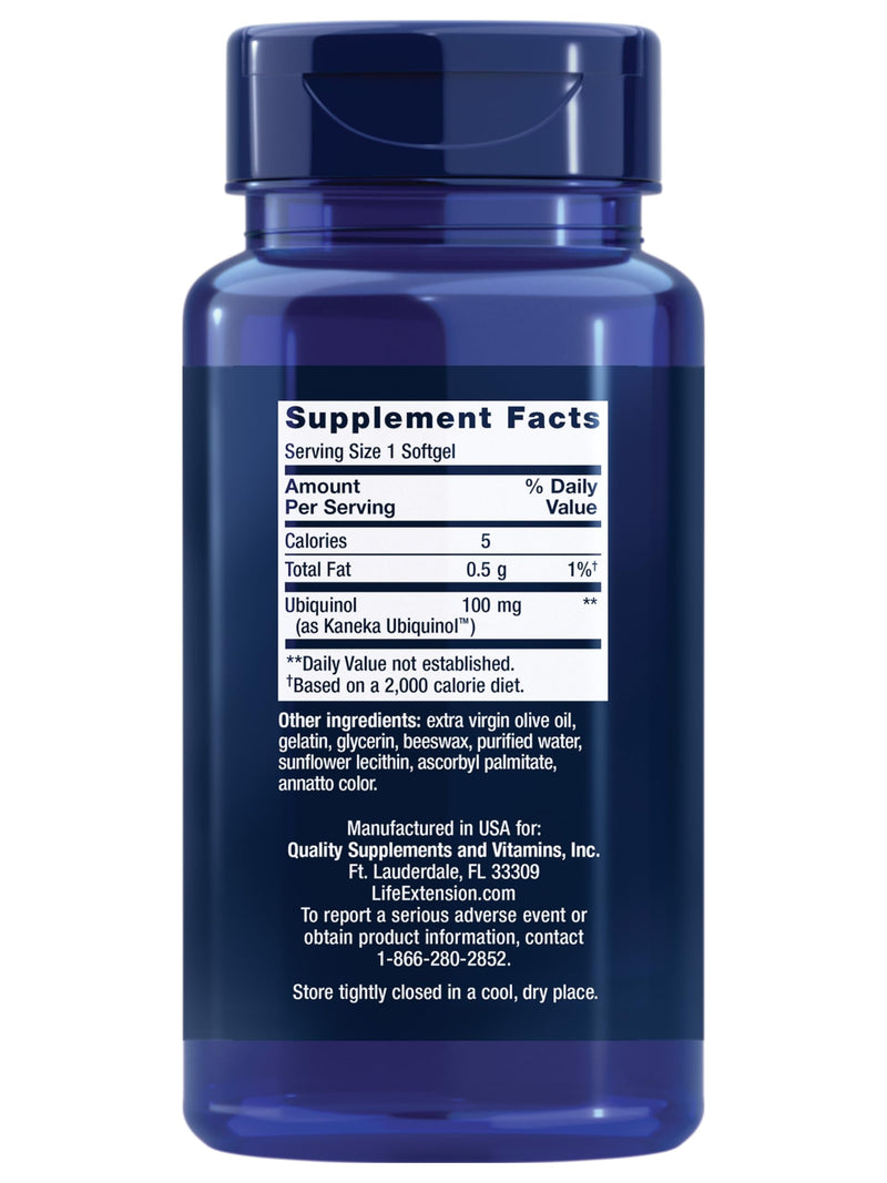 Life Extension Super Ubiquinol CoQ10, Heart Health Supplement, Cell Energy, oxidative Stress Defense, Maximum Absorption, 100 mg, Non-GMO, Gluten-Free, 60 softgels