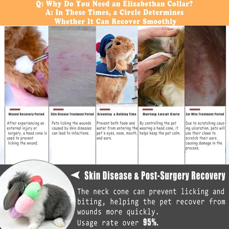 Adjustable Rabbit Cone, E-Collar for Kittens Puppies After Surgery Wound Care, Small Pet Soft Elizabeth Medical Cone Colorful Flower Shaped,(XS) XS - PawsPlanet Australia