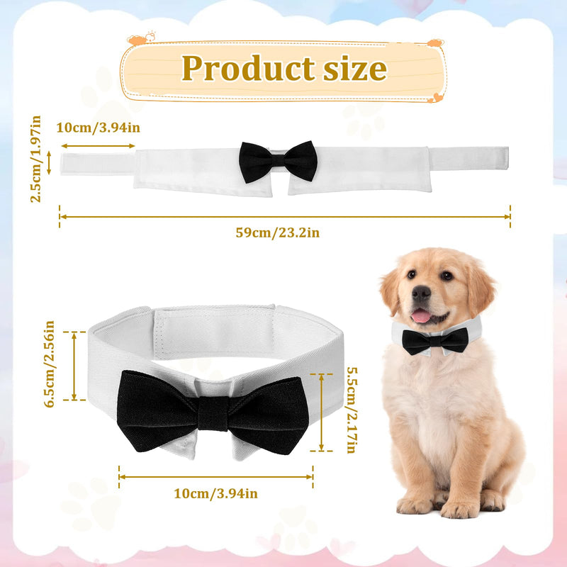 Dog Bow Tie Dog Bowtie Tuxedo Collar Bow Tie Dog Collar Black Bowtie with Handcrafted Adjustable White Collar Formal Pet Cat Necktie Collar for Medium Large Boy Dog Wedding Grooming Bows Birthday Gift - BeesActive Australia