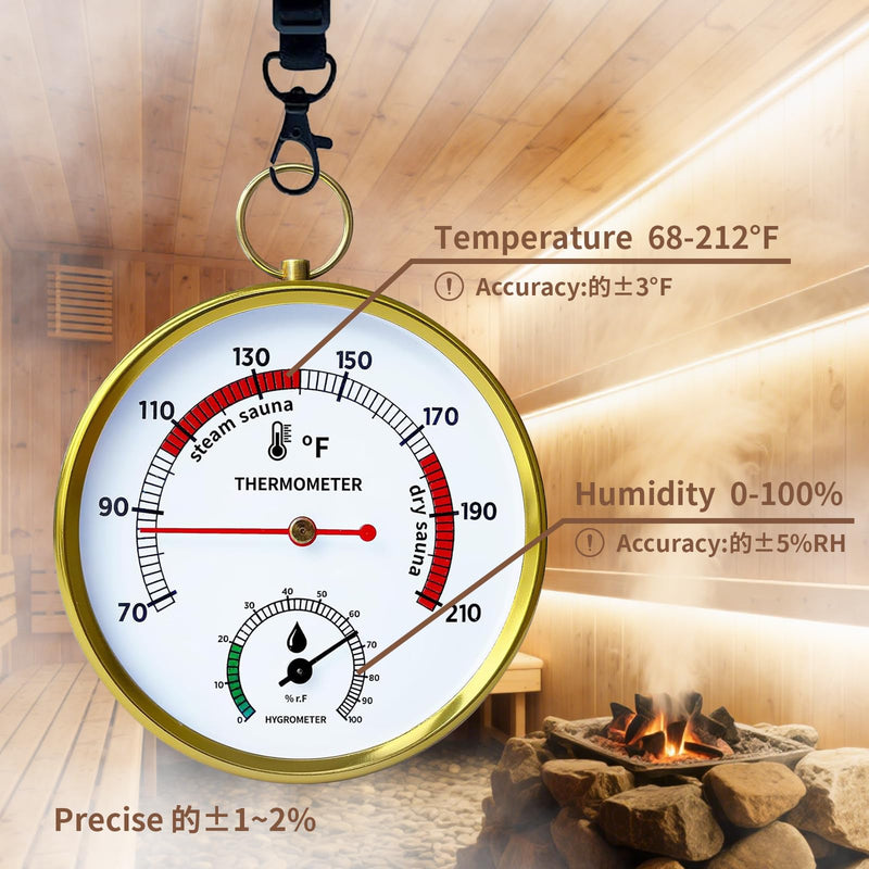 Sauna Thermometer Fahrenheit & Hygrometer, 2026 Upgraded Lanyard-Mounted for Portable Steam Sauna Box, Ideal for Infrared/Indoor/Home Use, Essential Accessory & Gift for Enthusiasts - BeesActive Australia