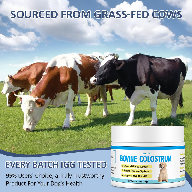 Bovine Colostrum for Dogs Gut & Immune Health - 120 Days Large Dogs Bovine Colostrum Powder - Premium Dog Supply for Seasonal Allergies, Immune System Booster & Digestion Support Supplement