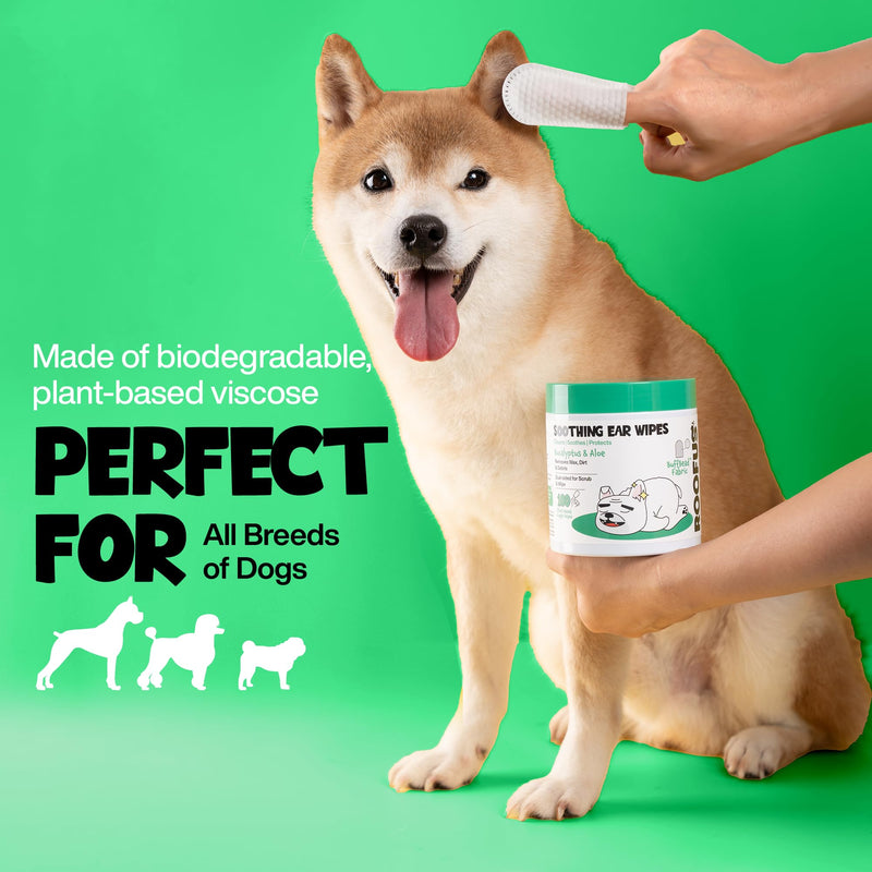 Dog Ear Cleaner Wipes 100 Counts - Vet-Recommended Pet Ear Wipes to Remove Wax, Dirt, Relieve Ear Itching & Inflammation for Dogs & Cats White