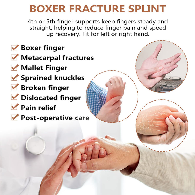 Pinky & Ring Finger Splint for Straightening, Metacarpal Splint, Boxer Fracture Finger Brace, Hand Brace with Finger Support for Dislocated, Broken Joint and Mallet Finger, Fits for Men and Women Normal L/XL