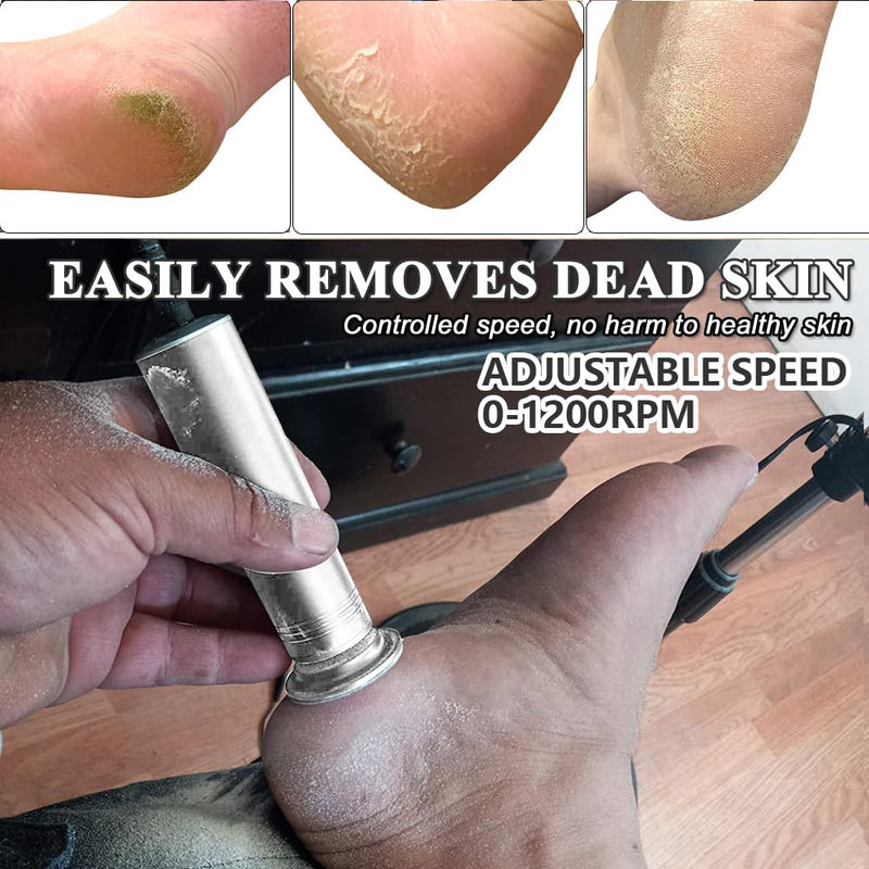 Upgraded Electric Callus Remover for Feet 1200rpm, Adjustable Speed Professional Electric Foot File Pedicure Foot Sander with 60 Replaceable Sandpaper Discs for Heel Dead Skin, Silver - BeesActive Australia
