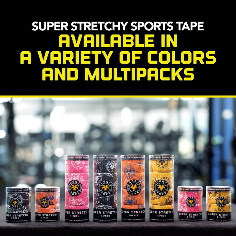 Goat Tape Super Stretchy Thumb Tape - Weightlifting Hook Grip Tape & WOD Tape for Cross Training, Gym Workout Tape, Athletic Finger Wrap - Flexes with Every Move - 15 Feet per Roll (Orange 4-Pack) Orange 4-pack - BeesActive Australia