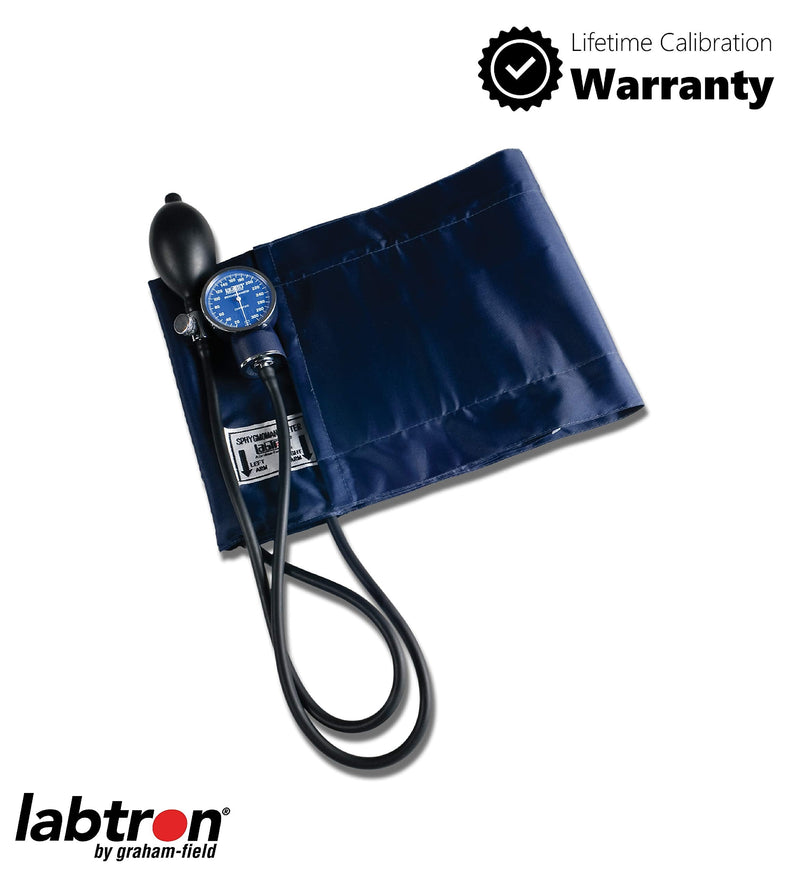 Graham-Field Manual Blood Pressure Monitor – Adult Thigh Size, Blue BP Cuff with Aneroid Gauge and Carry Case
