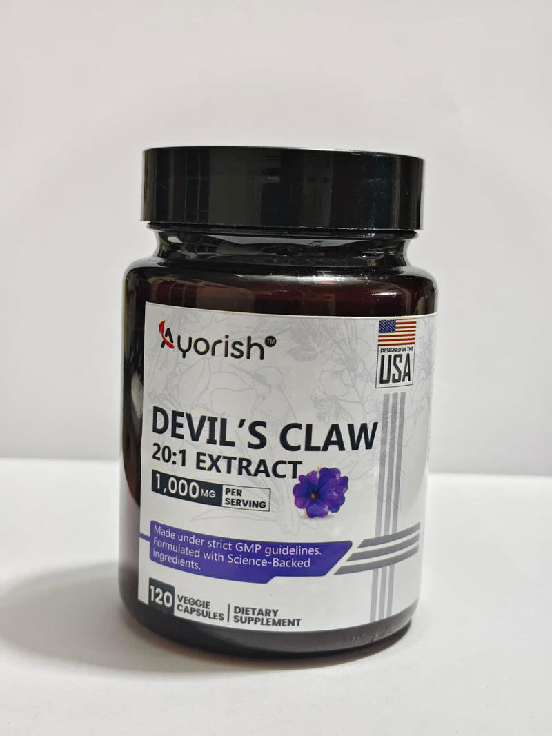 Devils Claw Capsules 1000mg 120 Count Root Extract 20:1 Herbal Supplement Plant Based Botanical Formula Vegan Non GMO Herbal Extract Capsules - BeesActive Australia