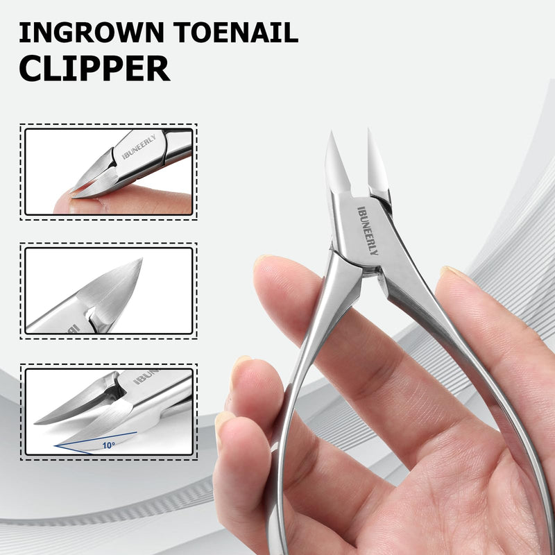 Manicure Set, Nail Cutters Set with Travel Leather Case, Professional Manicure Tools for Thick Nail & Ingrown Nail, Nail Cutters for Men and Women, Silver - BeesActive Australia