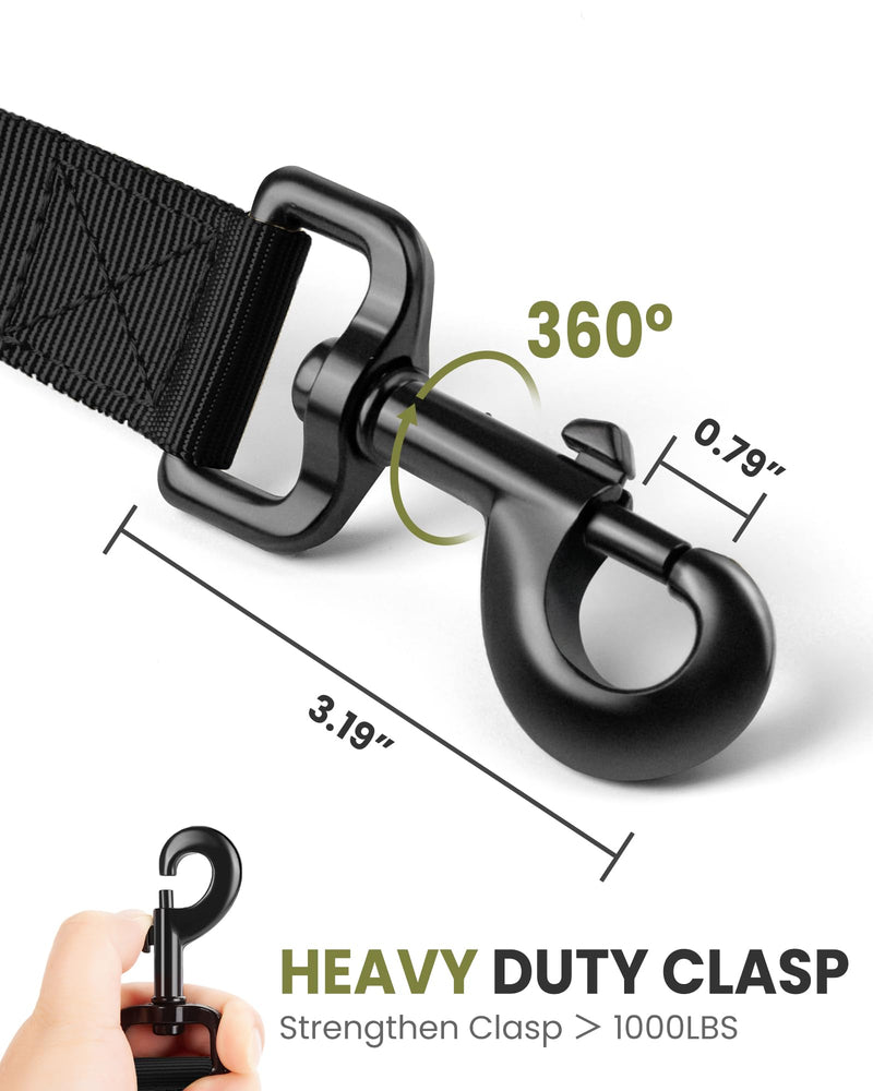 OutdoorMaster Bungee Dog Leash, Heavy Duty Dog Leash with Shock Absorption, 2 Padded Handles Training Leash, Improved Dog Safety and Comfort - Black Upgraded, 4 FT Max: 4'9"(Upgraded)