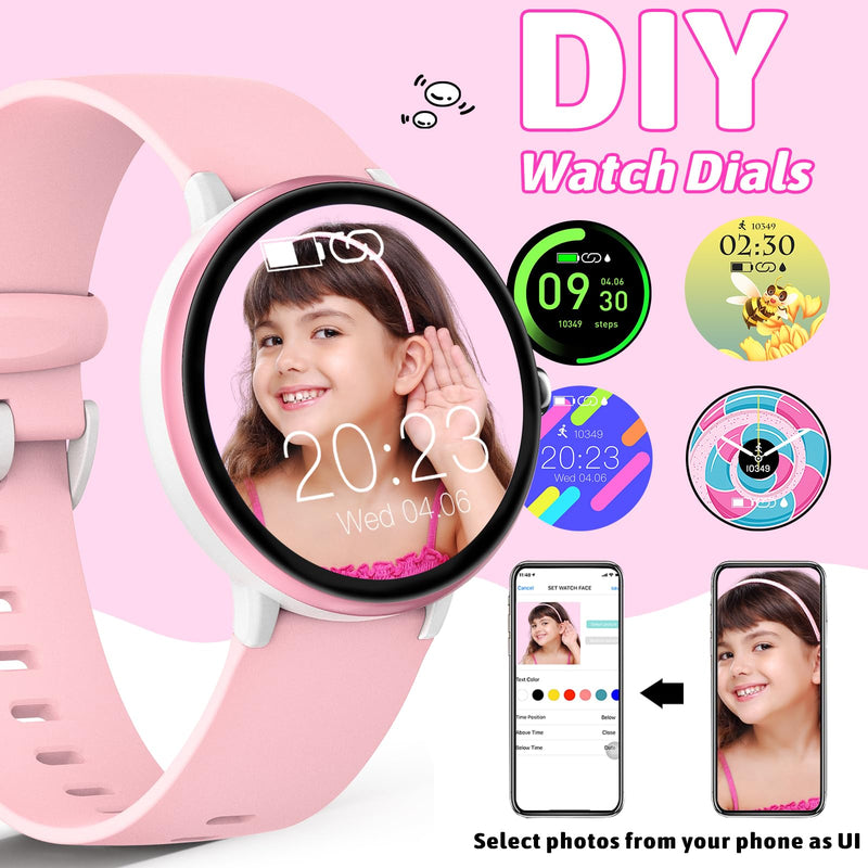 JOYELE Smart Watch for Kids Boy Girl, No Phone Needed Kids Watch Waterproof with 19 Sport Modes, Pedometer, Sleep Monitor, Kids Watch for Girls Boys 6-16 Birthday Gifts Toy Gift (Pink) Pink