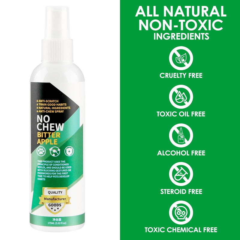 Bitter Apple Spray for Dogs to Stop Chewing. 175ML No Chew Spray for Dogs. Dog Training & Behavior Aids. Effective Anti-Scratch Furniture Protector. Alcohol-Free & Non-Toxic, Indoor & Outdoor Safe. Green - BeesActive Australia
