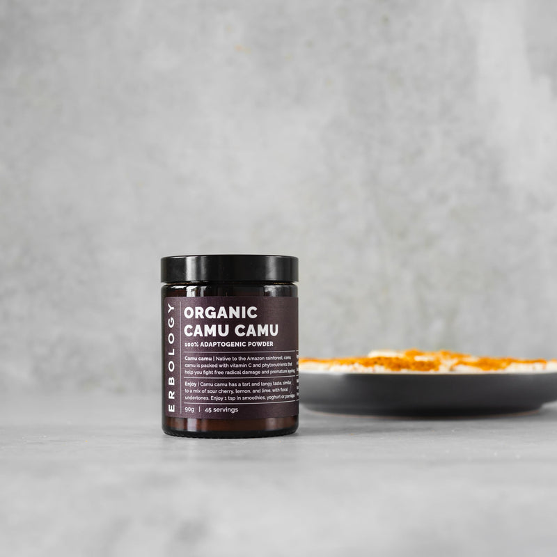 Erbology Organic Camu Camu Powder 3.2 oz - 45 Servings - Skin Health and Immunity Support - Rich in Vitamin C - Sustainably Sourced Straight from Farm in Peru - Small Batch - Vegan - GMO-Free 3.2 Ounce (Pack of 1)