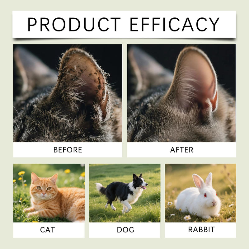 Pet Ear Cleaner Solution for Dogs & Cats, Gentle Ear Drops to Reduce Wax & Prevent Discomfort, Healthy Ear Cleaning Treatment for Regular Care