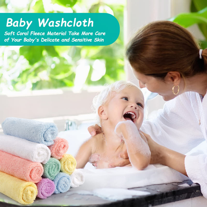 HOMEXCEL Baby Washcloths 24 Pack-Microfiber Coral Fleece Baby Bath Face Towel 7x9 Inch Extra Absorbent and Soft Burp Cloth and Wash Cloths for Newborn-Infants and Toddlers-Gentle On Sensitive Skin 7" x 9"(Pack of 24) - BeesActive Australia