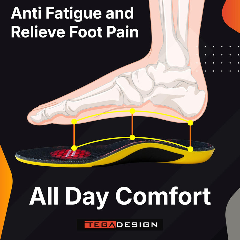Carbon Fiber Insole with Arch Support – Plantar Fasciitis, Flat Feet, Heel Pain, Overpronation Relief, Running & Sports - Memory Foam & Breathable Fabric - Deep Heel Cup - All Day Comfort and Support Women 12.5-13.5 | Men 11-12 - BeesActive Australia
