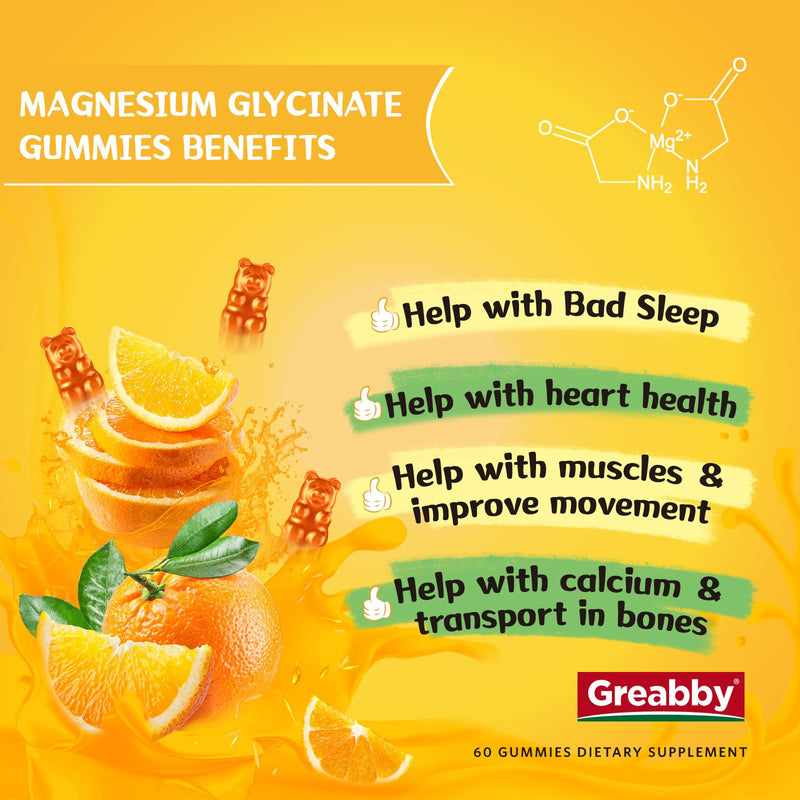 Magnesium Glycinate Gummies for Kids & Adults, 60 Count | Magnesium Glycinate 300mg per Serving, Supplement with L-Theanine, Lemon Balm & Vitamin B12 1