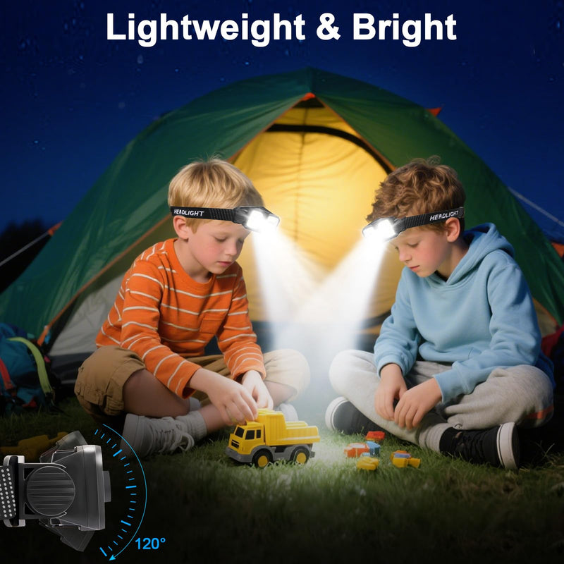 Rechargeable Headlamp with Red Light Motion Sensor Led headlamps for Adults Kids Waterproof Bright Hiking Headlights for Outdoor Camping Running Fishing 2 Packs