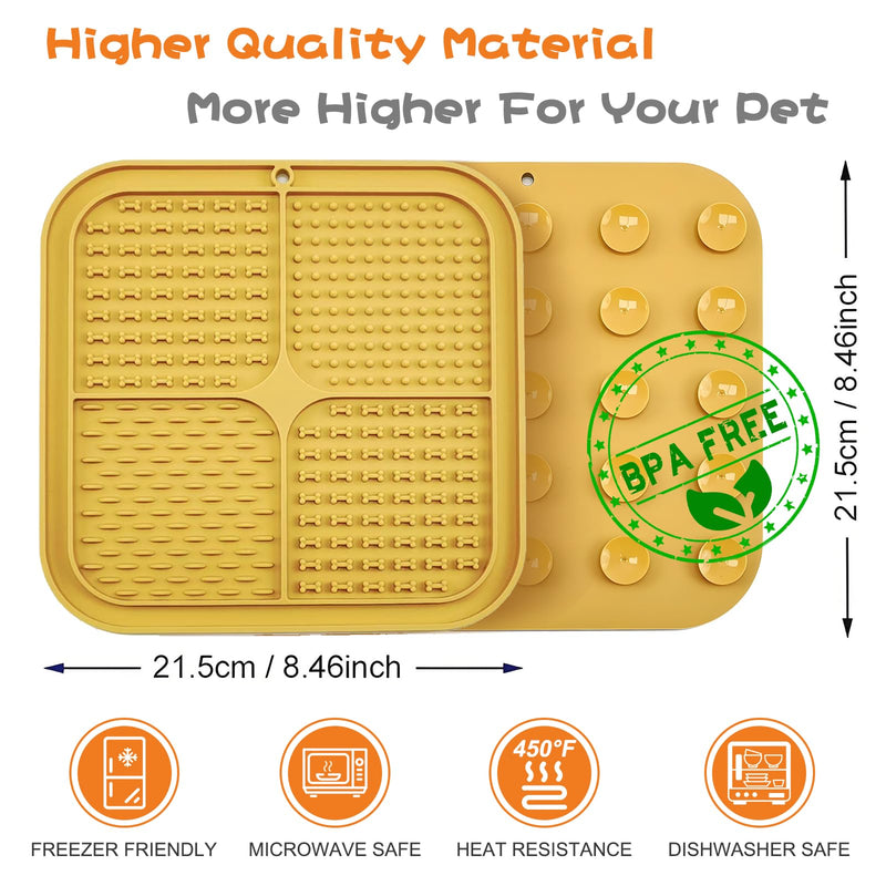 2pcs Silicone Dog Lick Mat & Nylon Cheese Flavor Dog Chew Toys, Pet Slow Feeder Licking Mat for Butter Yogurt Peanut, Anxiety Relief Pet Supplies for Puppy Cat Kitten Khaki Yellow & Khaki Green - BeesActive Australia