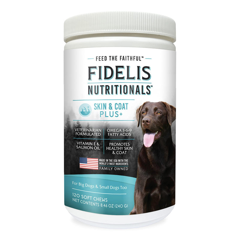 FIDELIS Skin and Coat Supplement for Dogs (120 Vitamin Soft Chews) - Fidelis Collagen Chews Sticks for Dogs – Natural, Healthy Chew for All Dog Sizes 4 Pack - BeesActive Australia