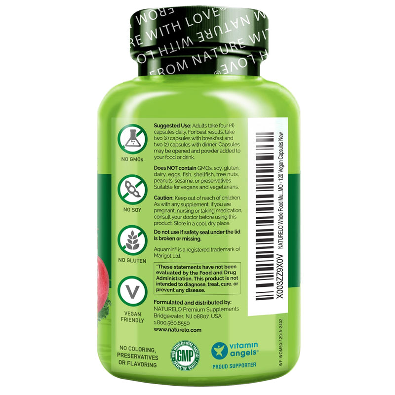 NATURELO Whole Food Multivitamin Health Blends, Women 50+ 120 Caps | Women's Multivitmins, Iron Free with Vitamins, Minerals, & Organic Extracts for Post Menopause 120 Count (Pack of 1)