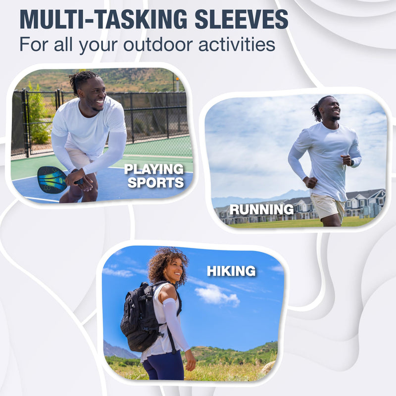 SportsTrail Cooling Arm Sleeves for Men & Women – Breathable, UV Sun Protection, Sports Arm Sleeves for Women, Men & Youth Non-Slip One Size 3 Pairs: White