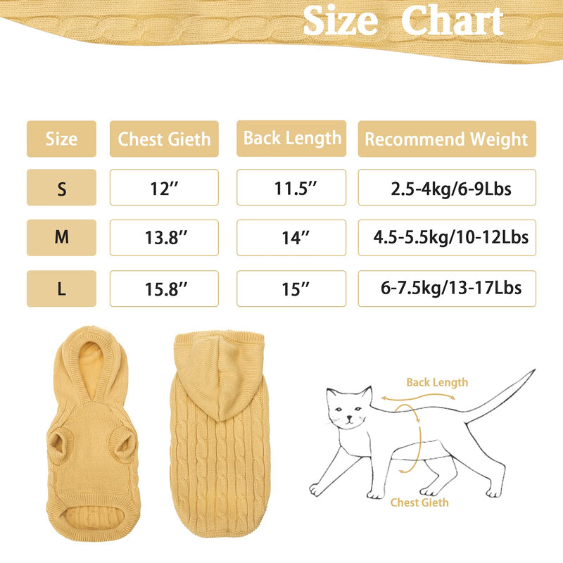 PUPTECK Winter Dog Cat Sweater Coat - Soft Cold Weather Clothes Knitwear for Kitties & Small Dogs Indoor Outdoor Walking Warm, Knitted Classic for Doggies Kitties Girls Boys, Cream M M: Chest 13.8in, Back 14in - BeesActive Australia