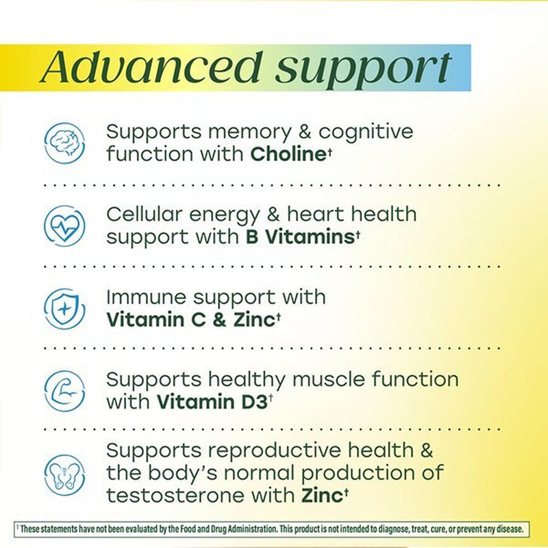 MegaFood Advanced Multivitamin for Men, Doctor Formulated, 120 Tablets | Immune Support, Cellular Energy, Heart & Brain Health, Choline, Methylfolate, Vitamin C, D3, Zinc, Vegetarian, 60 Servings 120 Count (Pack of 1)