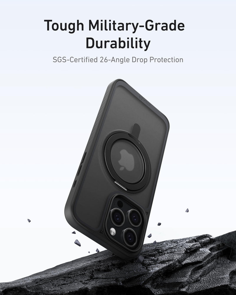 Anker Ultra Magnetic for iPhone 15 Pro Max Case with Sturdy 360° Ring Stand, Military-Grade Shockproof iPhone 15 Pro Max Kickstand Compatible with MagSafe(Clear) Clear - BeesActive Australia