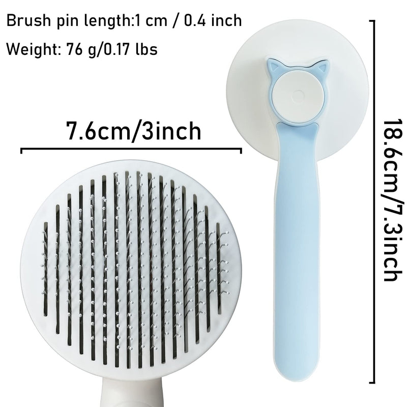 Cat Brush Dog Brush for Short Hair and Long Hair, Self-Cleaning Slicker Dog Brush for Pets Removes Loose Hair Tangles, Pet Comb with Massage Particles is Skin-Friendly (Blue) Blue - BeesActive Australia