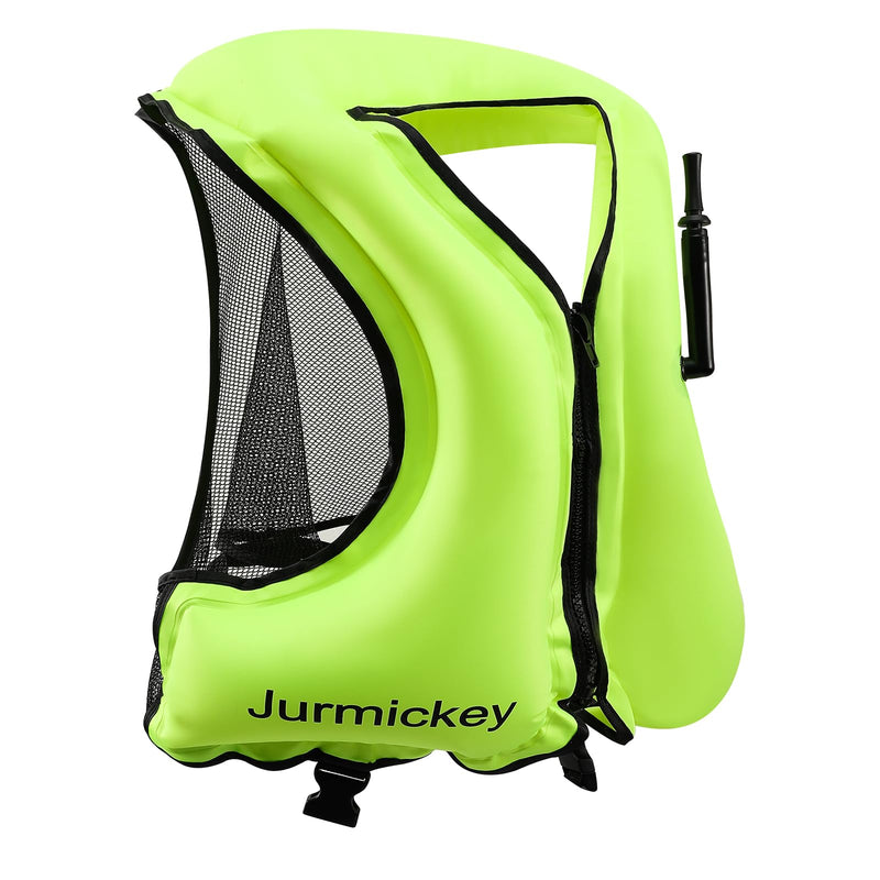 Snorkel Vest for Adults, Inflatable Snorkeling Vest for Men & Women, Portable Swim Jacket & Buoyancy Vest for Snorkeling, Swimming, Kayaking, Boating green
