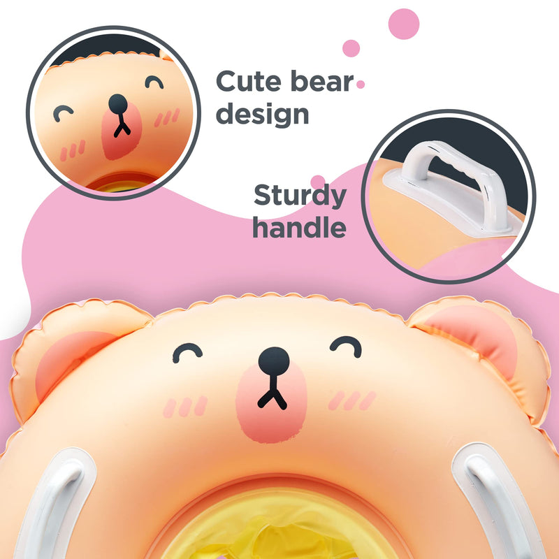 NAI-B Toddler Float Tube, Inflatable Swimming Pool Ring with Seat, Blow up Swim Training Aid Float Ring for 2-5 Year Old Boys Girls Toddler Kids Pink - BeesActive Australia