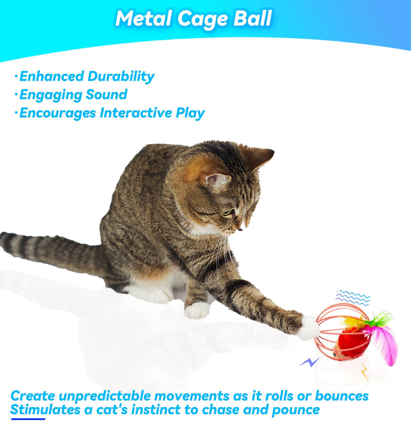 Cat Toys 6 Packs Cat Ball Toys, Metal Cage Balls with Mice & Bells, Cat Toys for Indoor Cats and Kitten, Interactive Cat Toys Cat Bell Balls, Mouse Toys, Kitten Toys Promote Physical Exercise - BeesActive Australia
