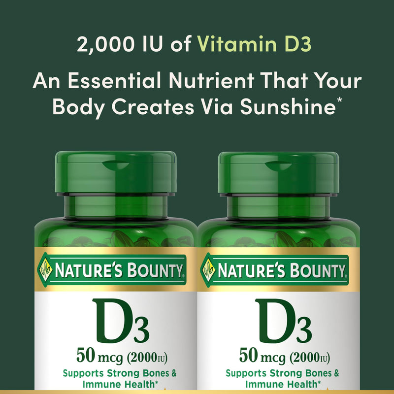Nature's Bounty Vitamin D3, Supports Immune System and Bone Health, 50mcg, 150 Softgels (Pack of 4) 150 Count (Pack of 4)