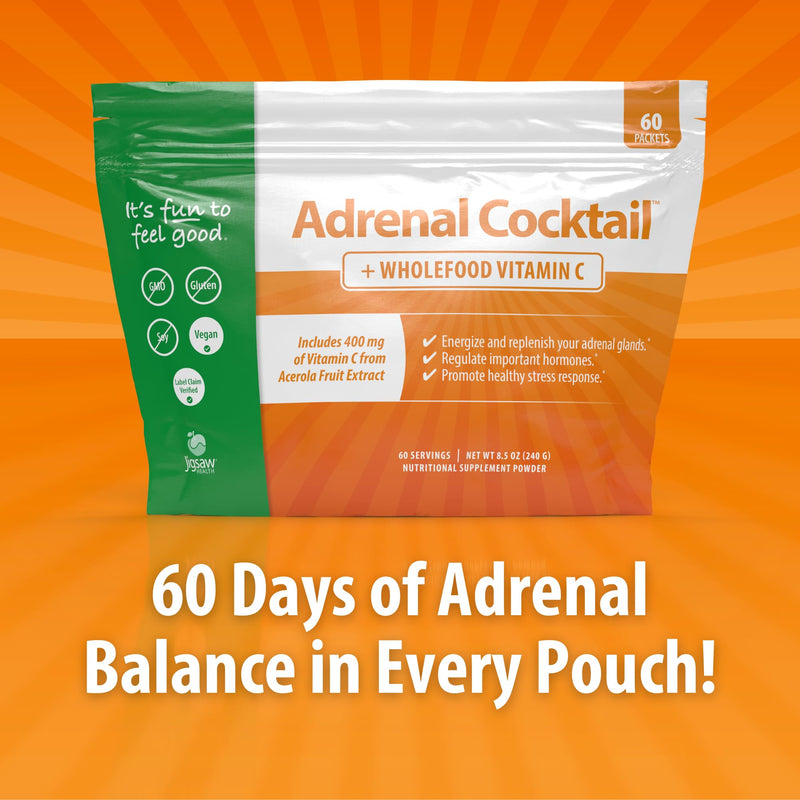 Jigsaw Health Adrenal Cocktail + Wholefood Vitamin C | with Potassium Bicarbonate, Sea Salt, and Acerola Cherry Extract | 60 Servings (Packets) 8.5 Ounce (Pack of 60)