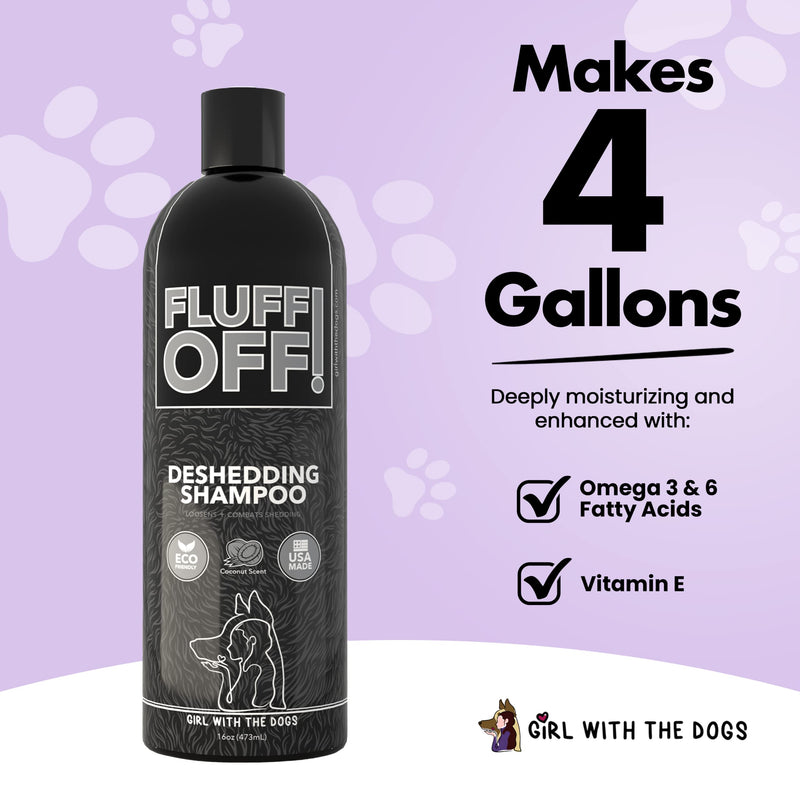 FLUFF OFF! by Girl With The Dogs, Natural Deshedding Dog & Cat Shampoo, 16 Oz, Made in USA, 8 Wks+ - BeesActive Australia