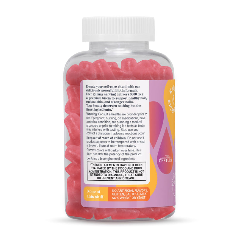 21st Century Biotin 5000mcg Gummies, Strawberry, Hair Skin Nails, 120ct | Biotin 5000 mcg Gummies to Help Support Healthy Hair, Skin & Nails, Delicious Strawberry Flavor, Vegetarian, 120 Count 120 Count (Pack of 1)