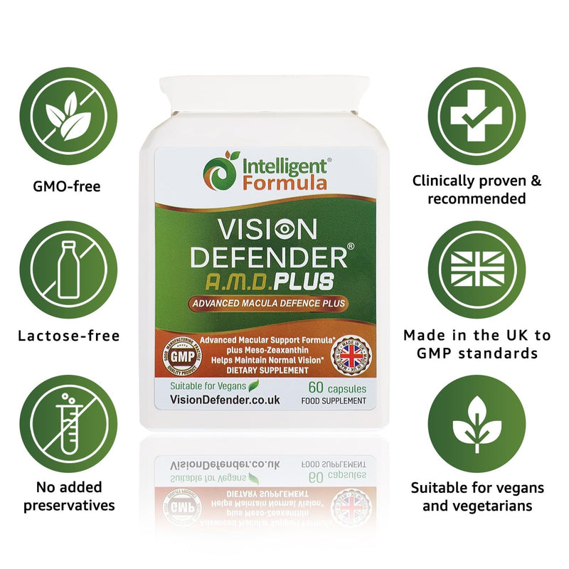 Vision Defender Plus Eye Supplement: AREDS2 Formula Vitamins, Minerals (Lutein, Zinc) Enhanced with Meso-Zeaxanthin for Complete Eyes/Eyesight Health Care & Support. 60 Easy-to-Swallow Vegan Capsules | Enhanced Eye Health Vitamins, Lutein & Zeaxanthin,...