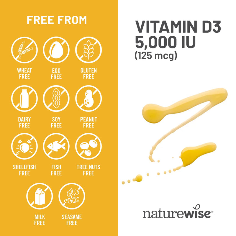 NatureWise Vitamin D3 5000IU Supplement, Immune Support, 90 Mini Softgels | Vitamin D 125 mcg - Organic Extra Virgin Olive Oil - Muscle & Bone Support - Gluten Free & USA Manufactured - 90-Day Supply 90 Count (Pack of 1) 5000 IU
