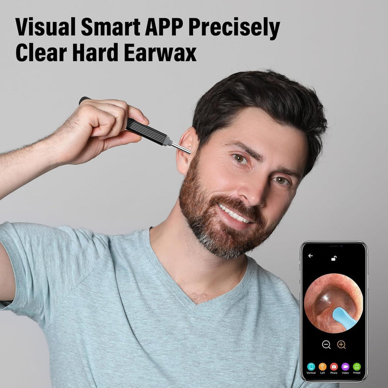 Ear Wax Removal - Earwax Remover Tool with 8 Pcs Ear Set - Ear Canal Cleaner with 1080P Camera - Ear Cleaning Kit with 6 Ear Scoops - Ear Wax Cleaner with Camera-Otoscope Ear Pick for iOS & Android - BeesActive Australia