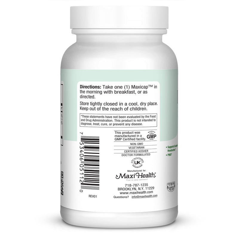 Maxi Health® Magnesium with Vitamin B6 (120 Capsules) | Kosher | Magnesium Glycinate & Oxide with Vitamin B6 | Energy, Muscle, Nerve & Bone Support | Vegetarian | Doctor Formulated