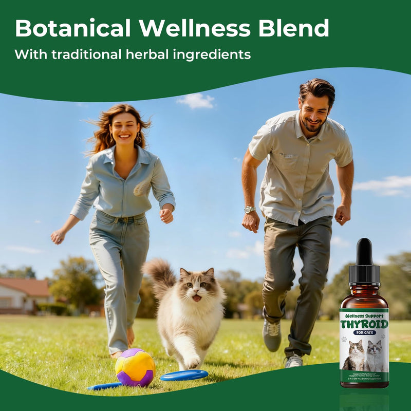 Thyroid Support Drops for Cats, Appetite Stimulant for Cats with Bladderwrack, Astragalus, Eleuthero & Nettle, Metabolic Balance, Weight Support & Daily Vitality, Liquid Herbal Cat Supplement, 2 fl oz