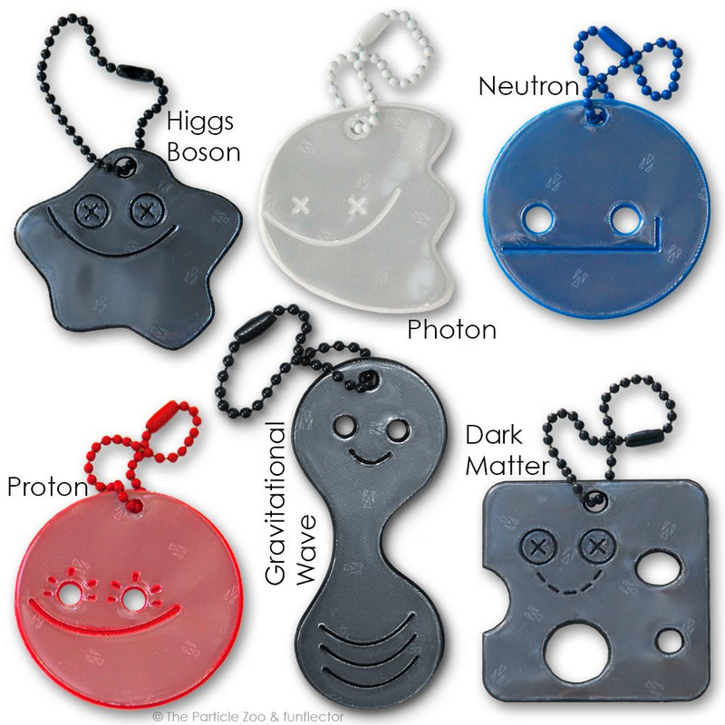 funflector Safety Reflectors - Particle Zoo - Stylish Subatomic Reflective Gear for Science Geeks, Physicists, Astrophysicists, Cosmologists, Students, Teachers, Professors and More Collection A