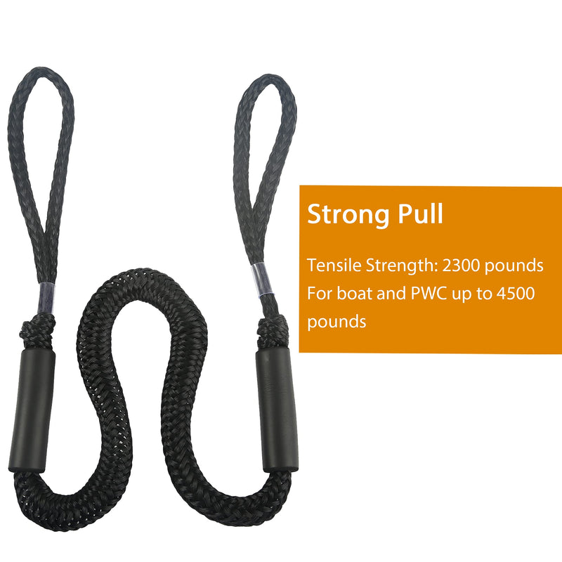 Bungee Dock Lines for Boats Mooring Rope Bungee Boat Dock Line for Jet Ski Pontoon Kayak Accessories(Black 4P) Black 4P - BeesActive Australia