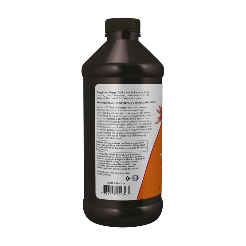 NOW Foods Supplements, Ultra B-12, Liquid, 800 mcg Folic Acid, Cellular Energy Production*, 16-Ounce 16 Fl Oz (Pack of 1)
