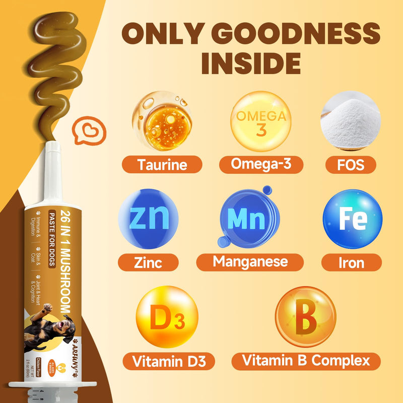 Dog Mushroom Drops & Dog Mushroom Paste - Lumps and Bumps Treatment - Digestive, Cellular, Immune Health Support