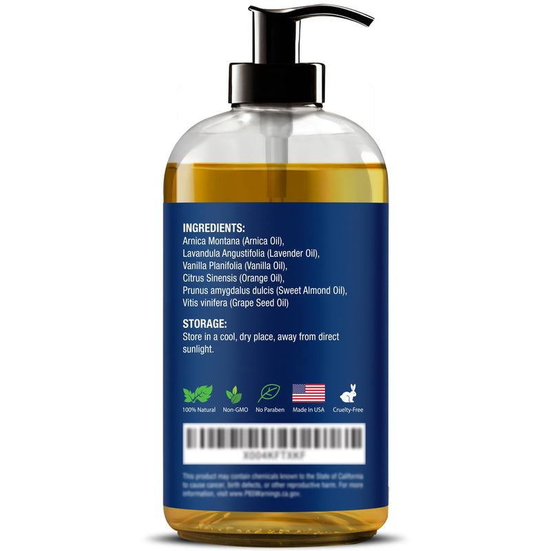 Lymphatic Drainage Massage Oil for Massage Therapy 8 fl oz - Refreshing and Relaxing - Natural Oils with Arnica, Vanilla and Lavender Oil - for Men and Women - Nexon Botanics Lymphatic 8 Fl Oz (Pack of 1)
